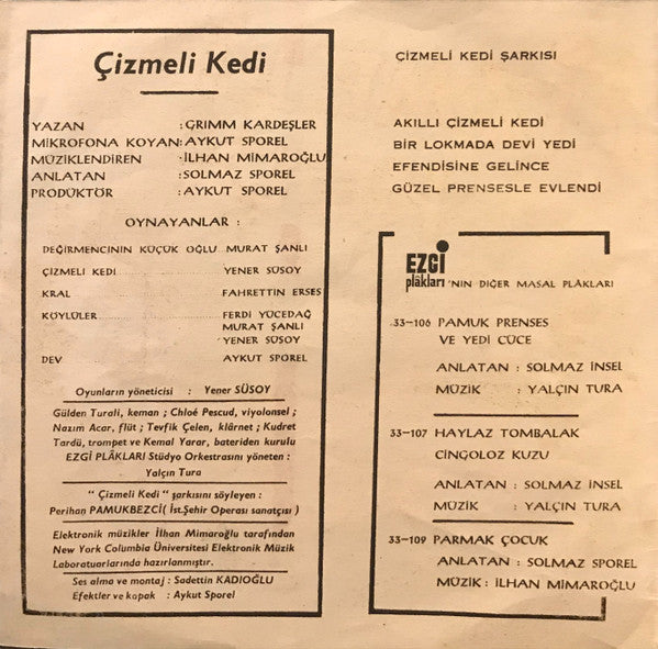 İlhan Mimaroğlu, Solmaz Sporel – Çizmeli Kedi